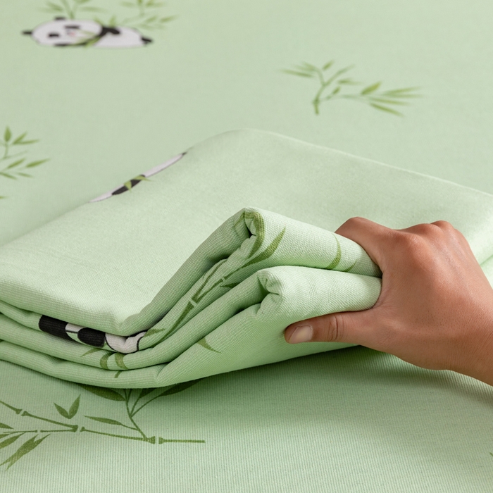 91家纺网 家纺一手货源 找家纺 居美良品 2026新款加厚215克老粗布床单卡通花卉可做凉席二三件套 竹趣