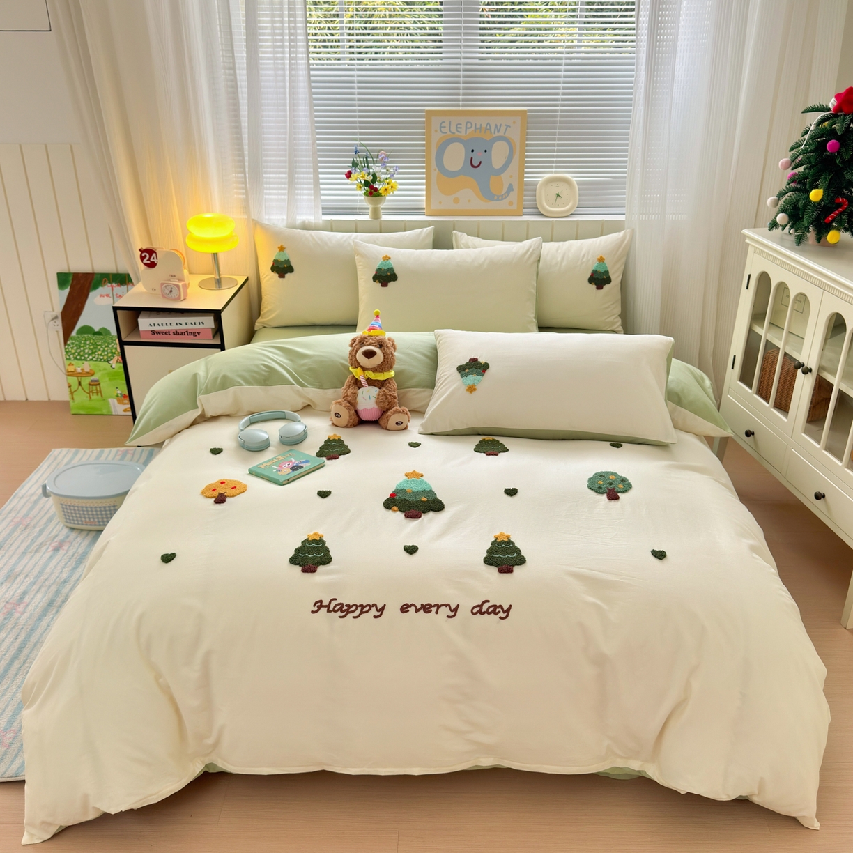 如意朵 2026新款全棉小清新绣花四件套第一批 快乐森林