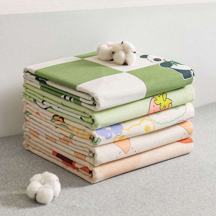 91家纺网 家纺一手货源 找家纺 居美良品 2026新款加厚215克老粗布床单卡通花卉可做凉席二三件套 组合叠拍图仅展示不可下单