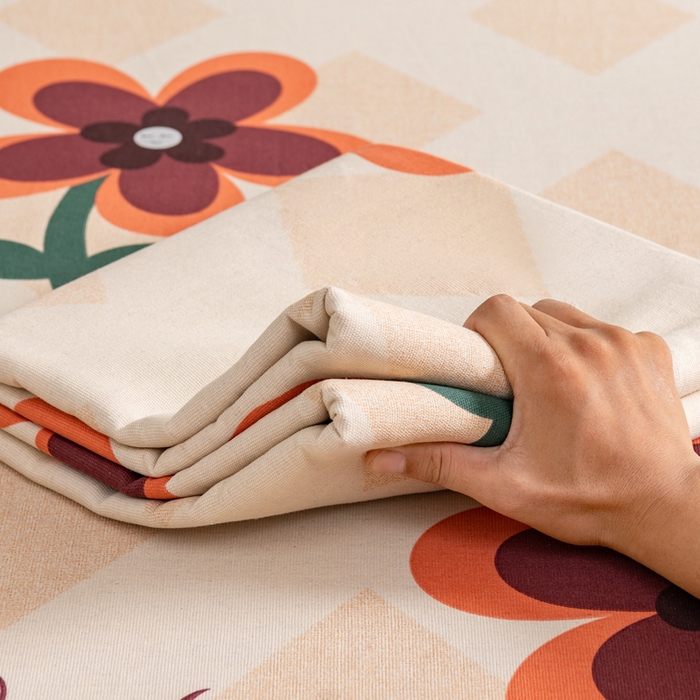 91家纺网 家纺一手货源 找家纺 居美良品 2026新款加厚215克老粗布床单卡通花卉可做凉席二三件套 幽雅