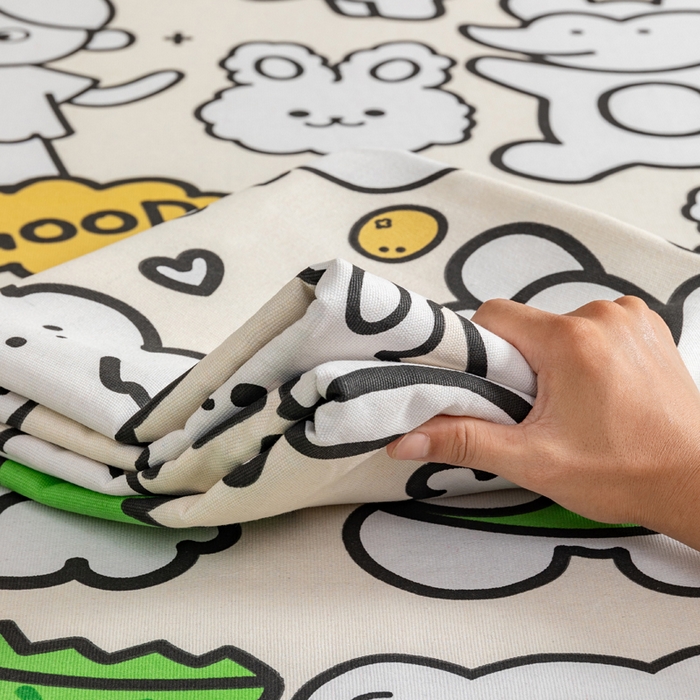 91家纺网 家纺一手货源 找家纺 居美良品 2026新款加厚215克老粗布床单卡通花卉可做凉席二三件套 童梦乐园