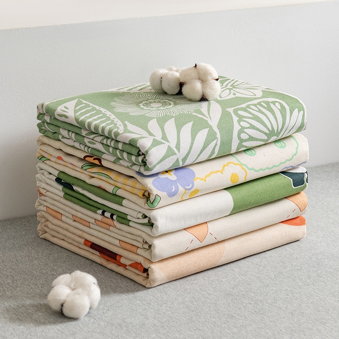 91家纺网 家纺一手货源 找家纺 居美良品 2026新款加厚215克老粗布床单卡通花卉可做凉席二三件套 组合叠拍图仅展示不可下单