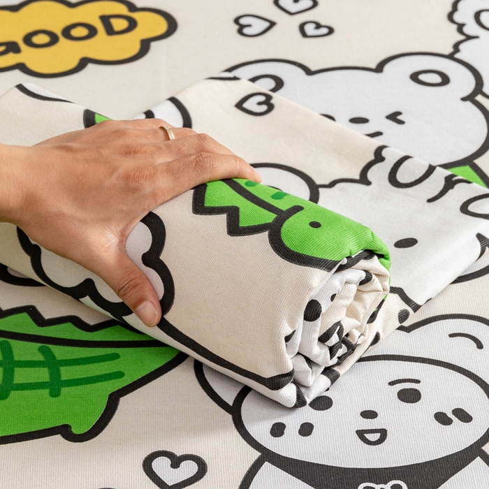 91家纺网 家纺一手货源 找家纺 居美良品 2026新款加厚215克老粗布床单卡通花卉可做凉席二三件套 童梦乐园