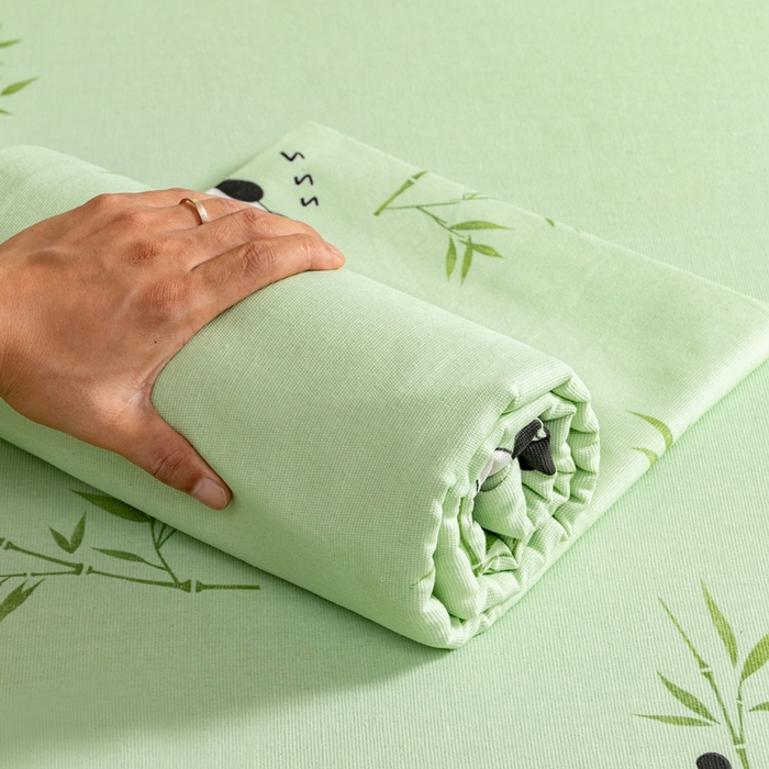 91家纺网 家纺一手货源 找家纺 居美良品 2026新款加厚215克老粗布床单卡通花卉可做凉席二三件套 竹趣