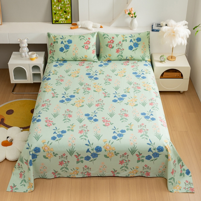 91家纺网 家纺一手货源 找家纺 居美良品 2026新款加厚215克老粗布床单卡通花卉可做凉席二三件套 诗意花坊