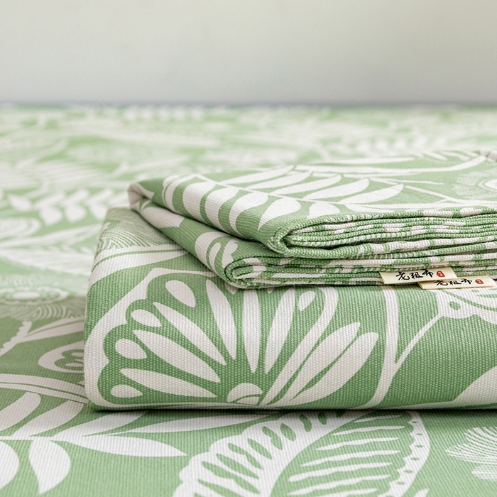 91家纺网 家纺一手货源 找家纺 居美良品 2026新款加厚215克老粗布床单卡通花卉可做凉席二三件套 绿意盎然