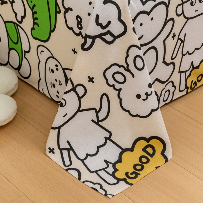 91家纺网 家纺一手货源 找家纺 居美良品 2026新款加厚215克老粗布床单卡通花卉可做凉席二三件套 童梦乐园