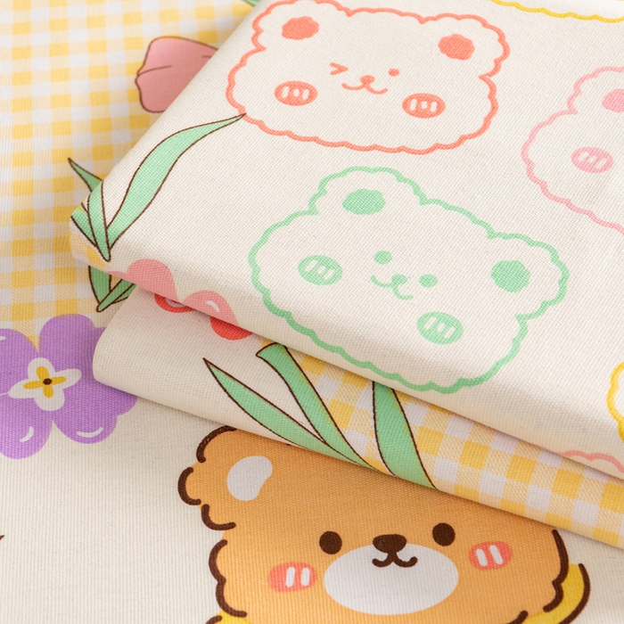 91家纺网 家纺一手货源 找家纺 居美良品 2026新款加厚215克老粗布床单卡通花卉可做凉席二三件套 花园熊