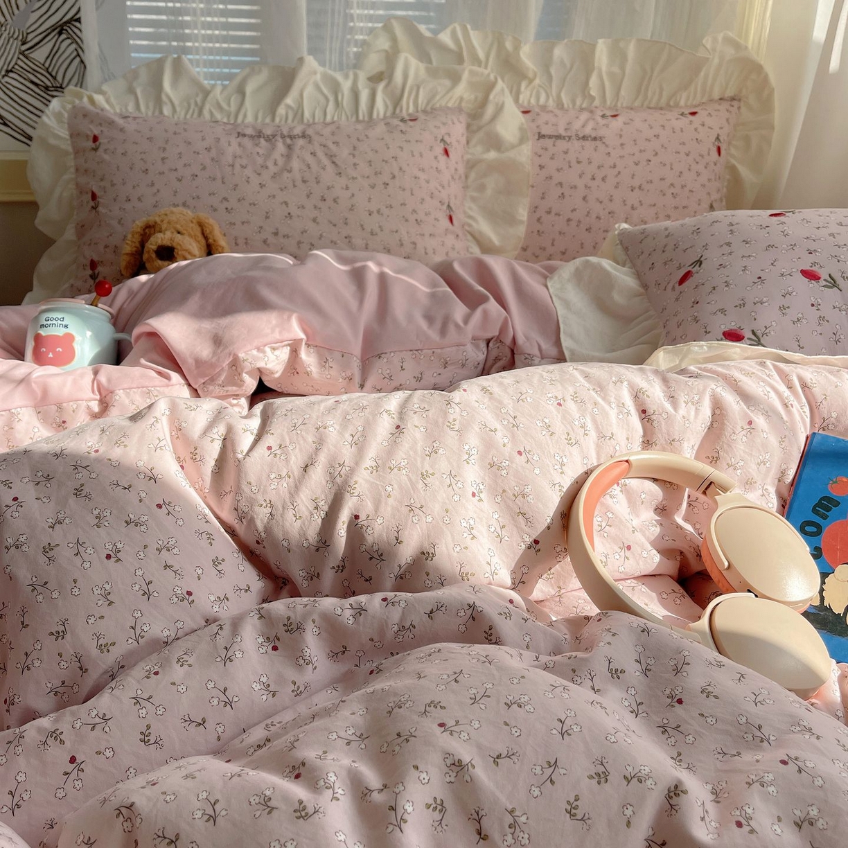 91家纺网 家纺一手货源 找家纺 （总）圣比熊 2026新款A类云朵棉亲肤四季款刺绣1.8m四件套席床单宿舍绣花1.5米三件套
