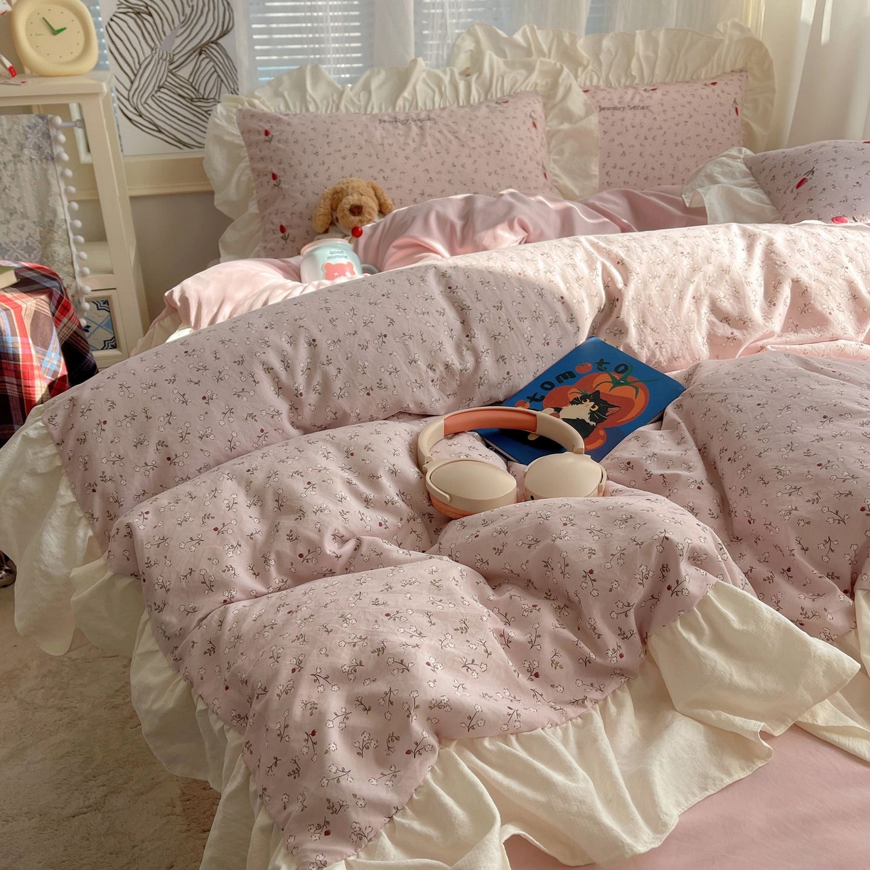 91家纺网 家纺一手货源 找家纺 （总）圣比熊 2026新款A类云朵棉亲肤四季款刺绣1.8m四件套席床单宿舍绣花1.5米三件套