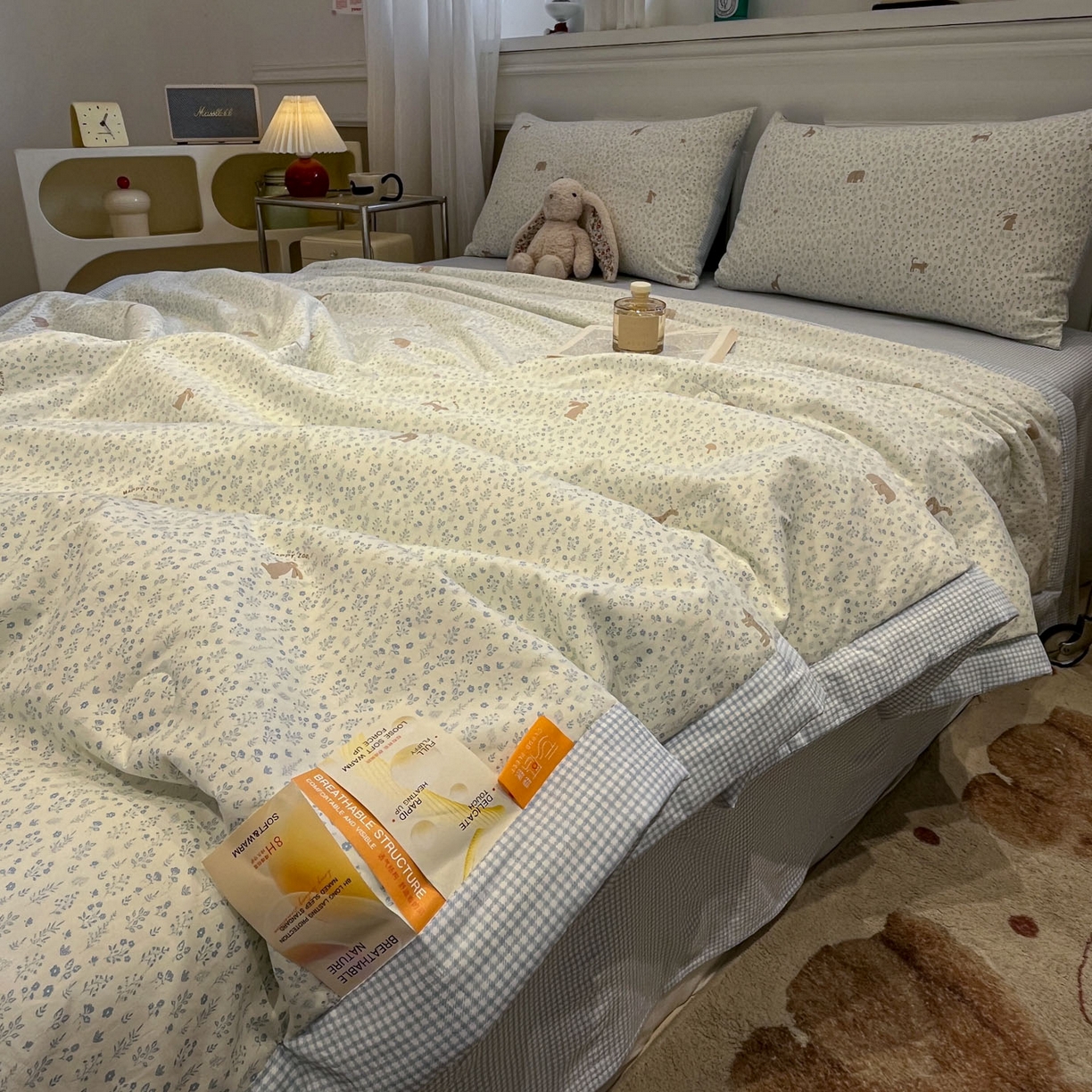 91家纺网 家纺一手货源 找家纺 一加一 2026新款雅棉活性印花大豆夏被四件套 夏凉被空调被 萌物