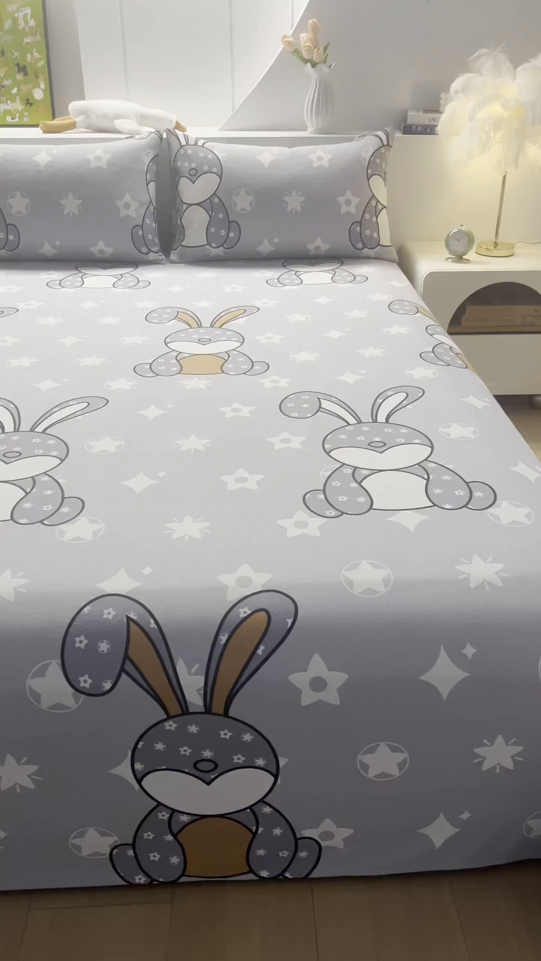 91家纺网 家纺一手货源 找家纺 居美良品 2026新款加厚215克老粗布床单卡通花卉可做凉席二三件套 朵朵兔