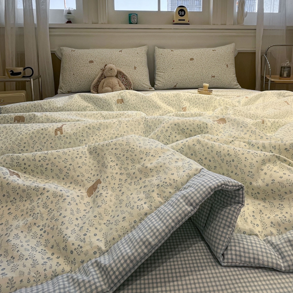 91家纺网 家纺一手货源 找家纺 一加一 2026新款雅棉活性印花大豆夏被四件套 夏凉被空调被 萌物