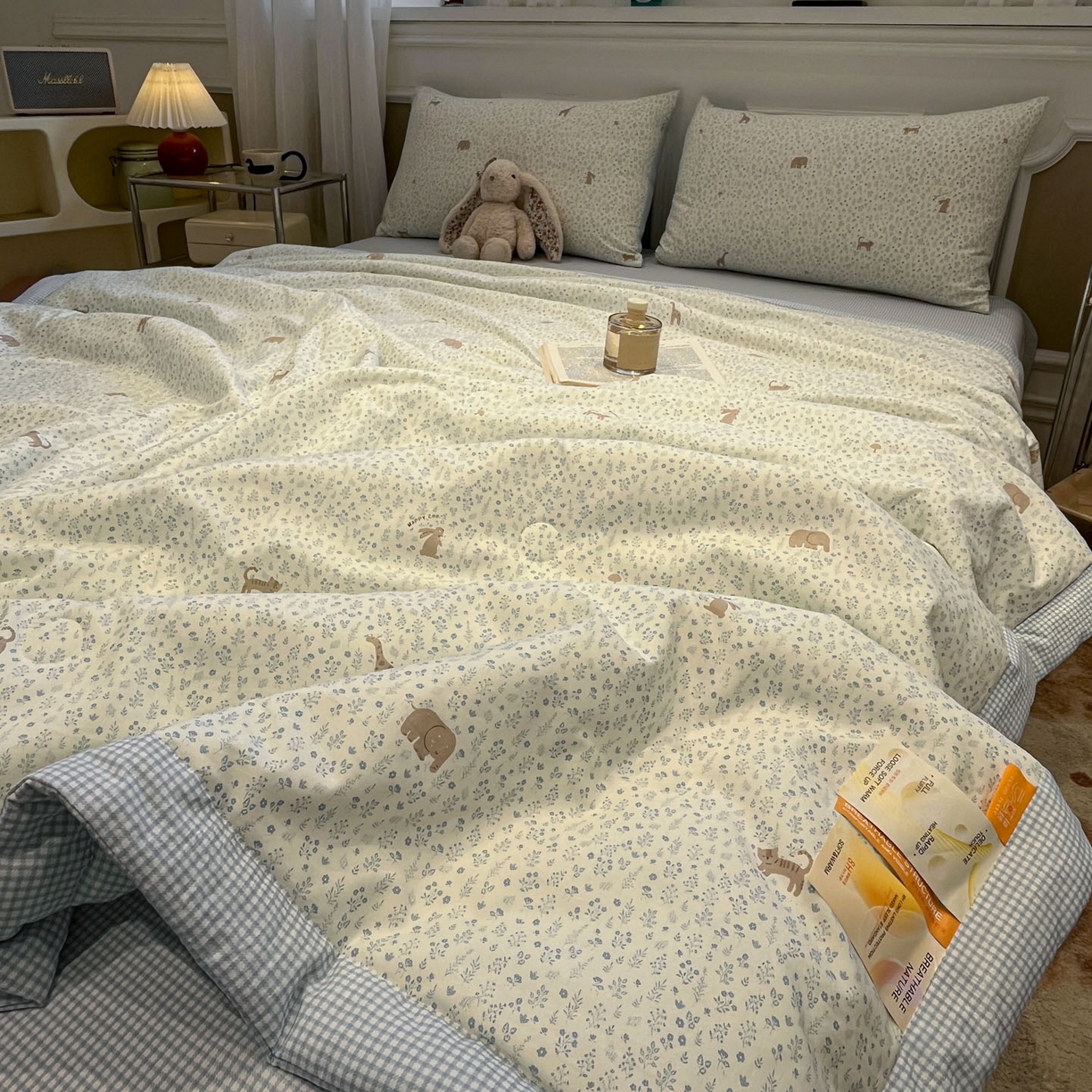 91家纺网 家纺一手货源 找家纺 一加一 2026新款雅棉活性印花大豆夏被四件套 夏凉被空调被 萌物