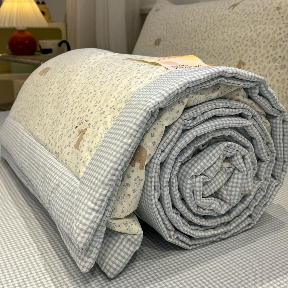 91家纺网 家纺一手货源 找家纺 一加一 2026新款雅棉活性印花大豆夏被四件套 夏凉被空调被 萌物