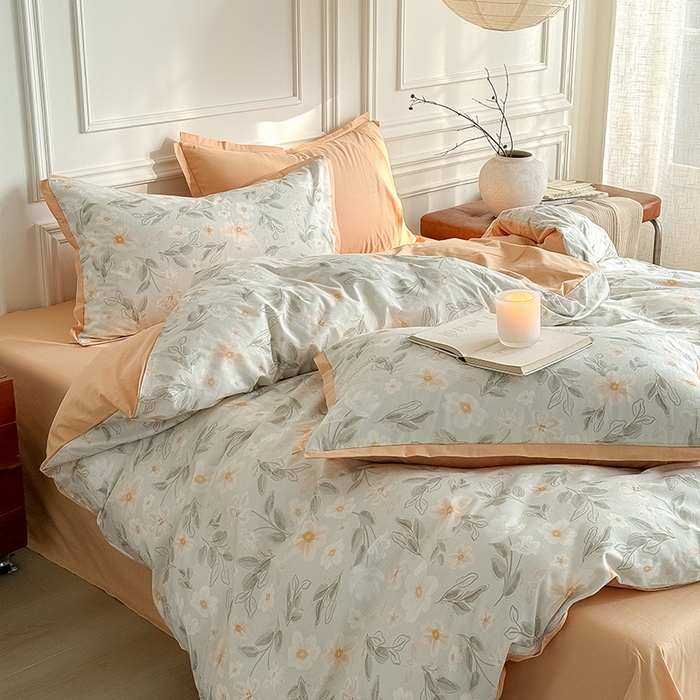 91家纺网 家纺一手货源 找家纺 Mr.pig猪先生水洗棉 2026新款全棉印花工艺款四件套（展示价格为控价，实际价格请联系客服） 山茶映雪