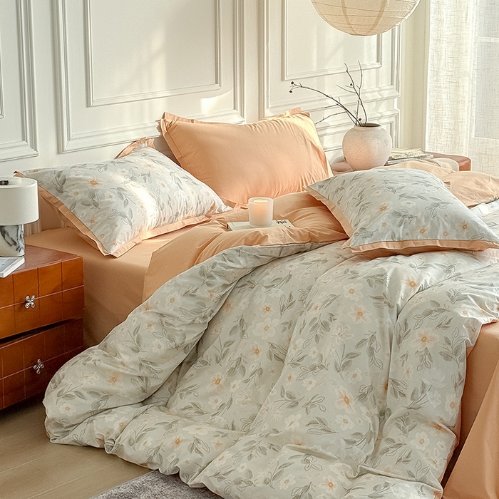 91家纺网 家纺一手货源 找家纺 Mr.pig猪先生水洗棉 2026新款全棉印花工艺款四件套（展示价格为控价，实际价格请联系客服） 山茶映雪