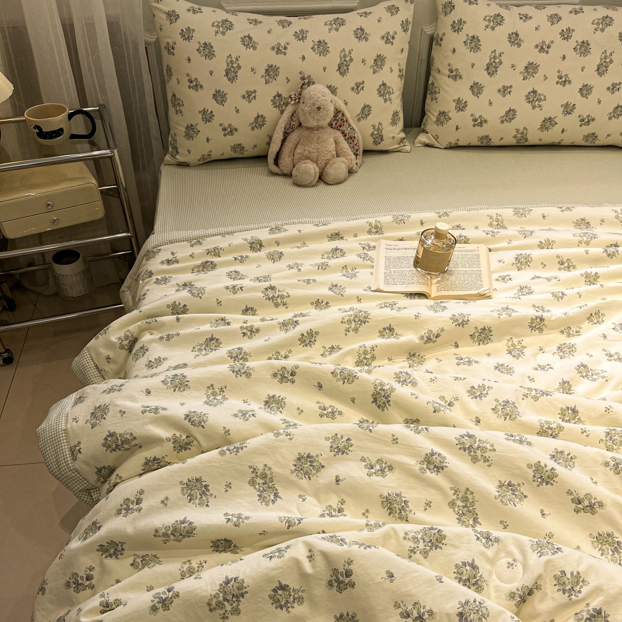 91家纺网 家纺一手货源 找家纺 一加一 2026新款雅棉活性印花大豆夏被四件套 夏凉被空调被 南烟