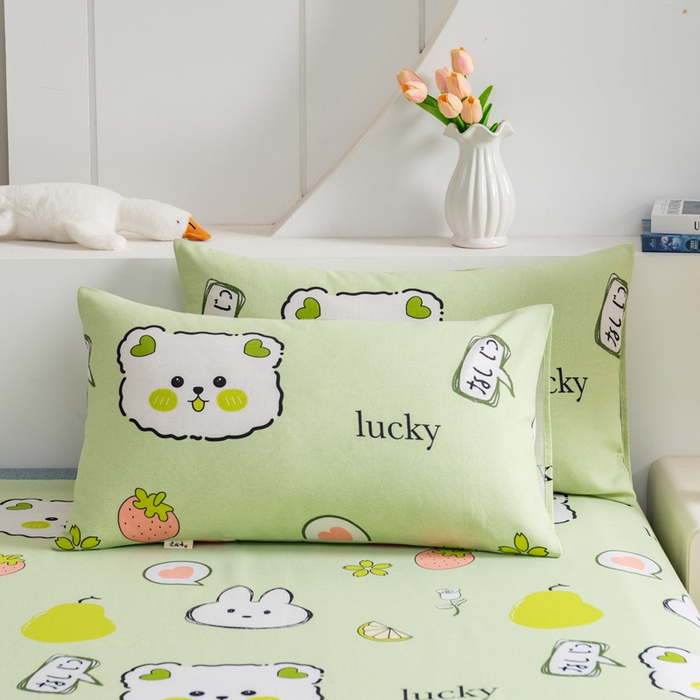 91家纺网 家纺一手货源 找家纺 居美良品 2026新款加厚215克老粗布枕套卡通花卉可做凉席二三件套 萌宠乐园