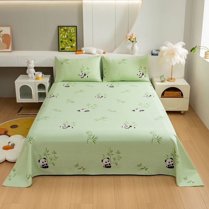 91家纺网 家纺一手货源 找家纺 居美良品 2026新款加厚215克老粗布枕套卡通花卉可做凉席二三件套 竹趣