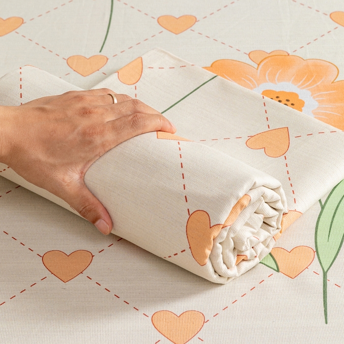 91家纺网 家纺一手货源 找家纺 居美良品 2026新款加厚215克老粗布枕套卡通花卉可做凉席二三件套 爱心花朵