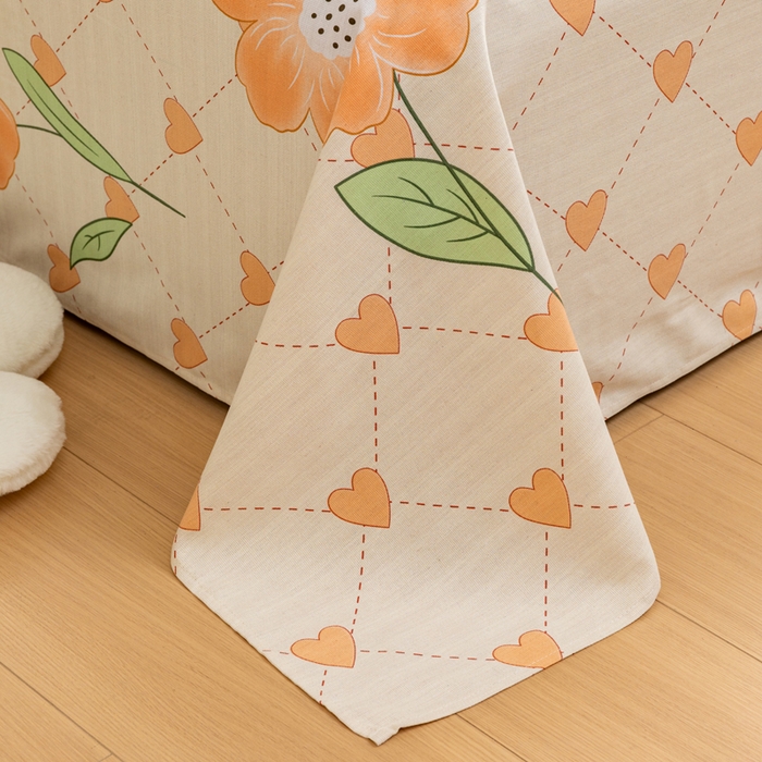 91家纺网 家纺一手货源 找家纺 居美良品 2026新款加厚215克老粗布枕套卡通花卉可做凉席二三件套 爱心花朵