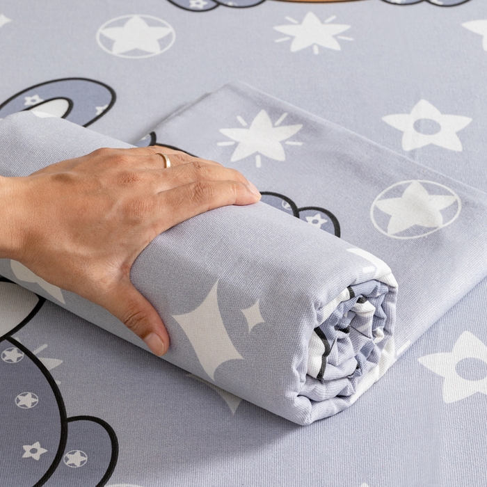 91家纺网 家纺一手货源 找家纺 居美良品 2026新款加厚215克老粗布枕套卡通花卉可做凉席二三件套 朵朵兔