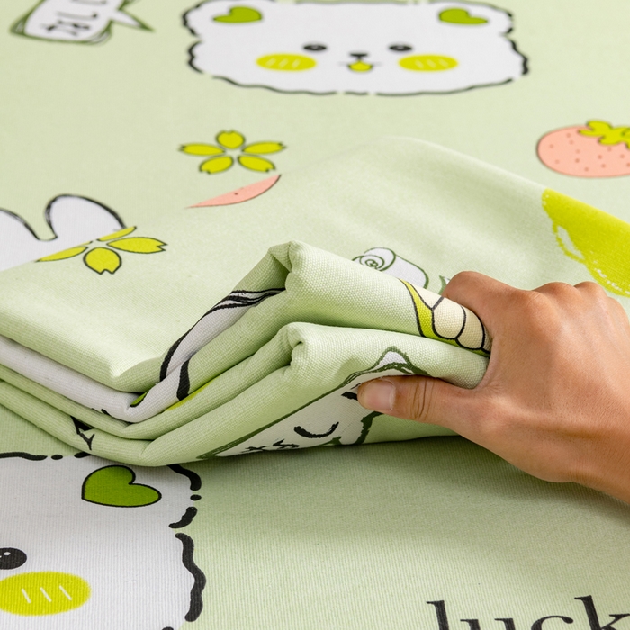 91家纺网 家纺一手货源 找家纺 居美良品 2026新款加厚215克老粗布枕套卡通花卉可做凉席二三件套 萌宠乐园