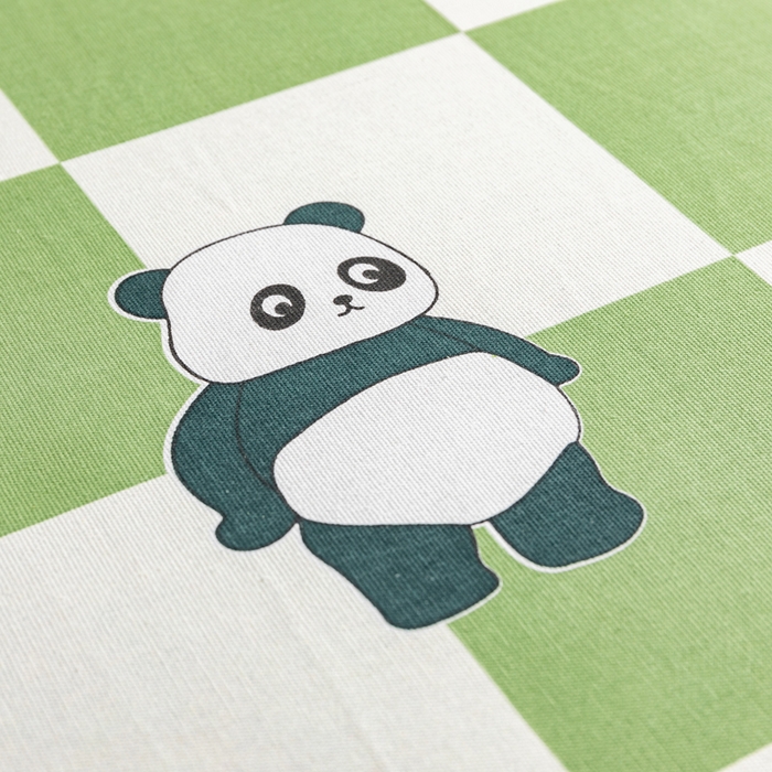 91家纺网 家纺一手货源 找家纺 居美良品 2026新款加厚215克老粗布枕套卡通花卉可做凉席二三件套 熊猫宝贝