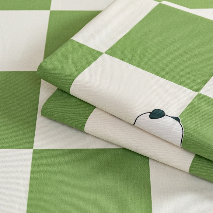 91家纺网 家纺一手货源 找家纺 居美良品 2026新款加厚215克老粗布枕套卡通花卉可做凉席二三件套 熊猫宝贝