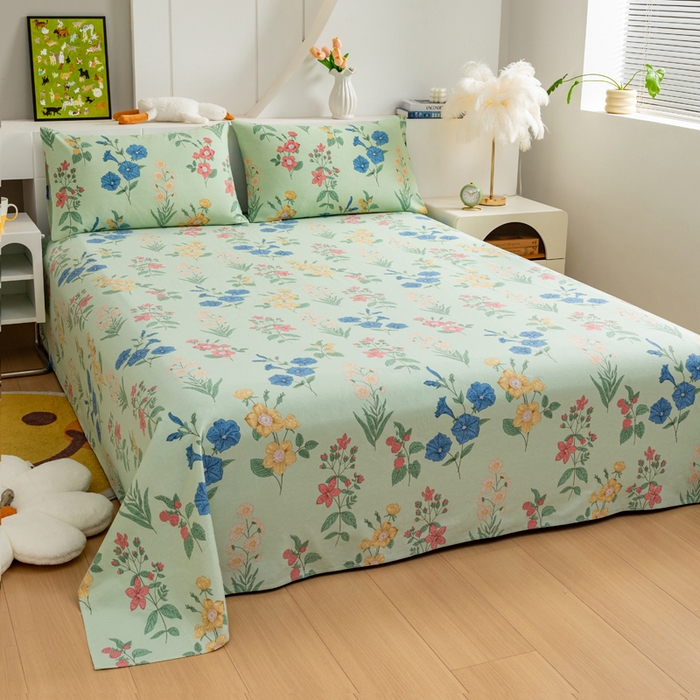 91家纺网 家纺一手货源 找家纺 居美良品 2026新款加厚215克老粗布枕套卡通花卉可做凉席二三件套 诗意花坊