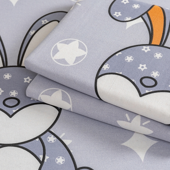 91家纺网 家纺一手货源 找家纺 居美良品 2026新款加厚215克老粗布枕套卡通花卉可做凉席二三件套 朵朵兔