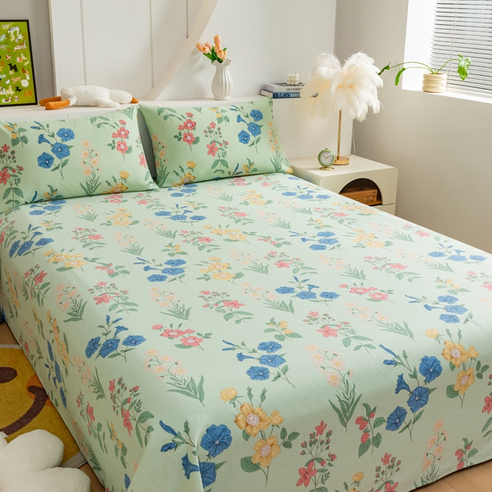 91家纺网 家纺一手货源 找家纺 居美良品 2026新款加厚215克老粗布枕套卡通花卉可做凉席二三件套 诗意花坊