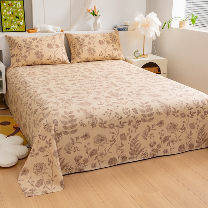 91家纺网 家纺一手货源 找家纺 居美良品 2026新款加厚215克老粗布枕套卡通花卉可做凉席二三件套 恬静