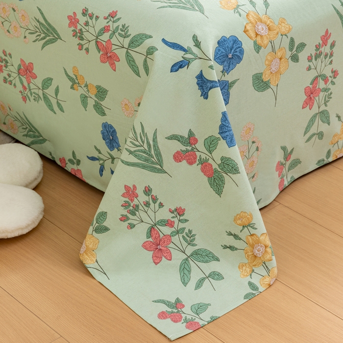 91家纺网 家纺一手货源 找家纺 居美良品 2026新款加厚215克老粗布枕套卡通花卉可做凉席二三件套 诗意花坊