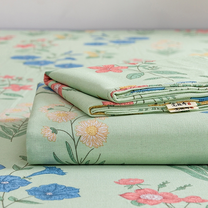 91家纺网 家纺一手货源 找家纺 居美良品 2026新款加厚215克老粗布枕套卡通花卉可做凉席二三件套 诗意花坊