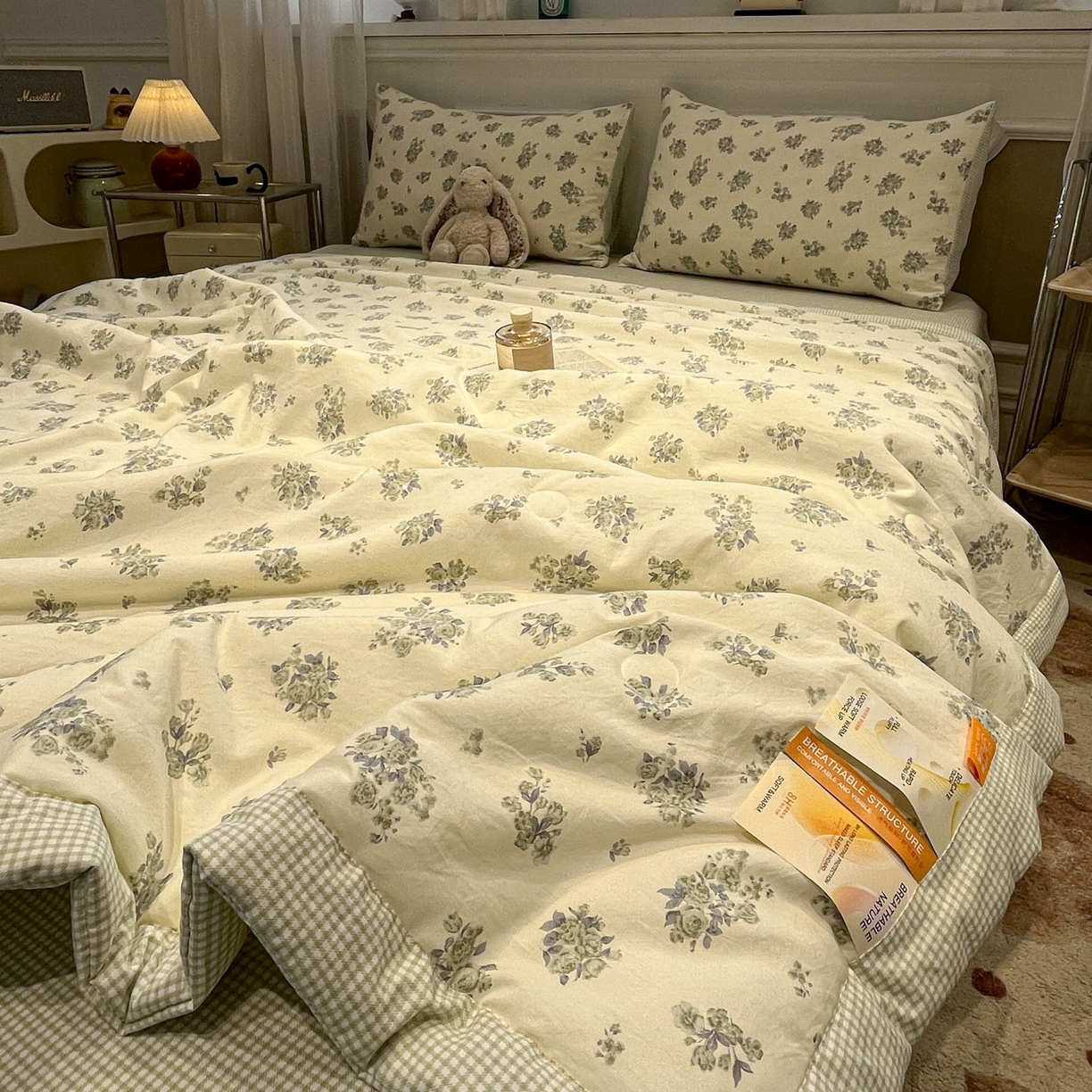 91家纺网 家纺一手货源 找家纺 一加一 2026新款雅棉活性印花大豆夏被四件套 夏凉被空调被 南烟