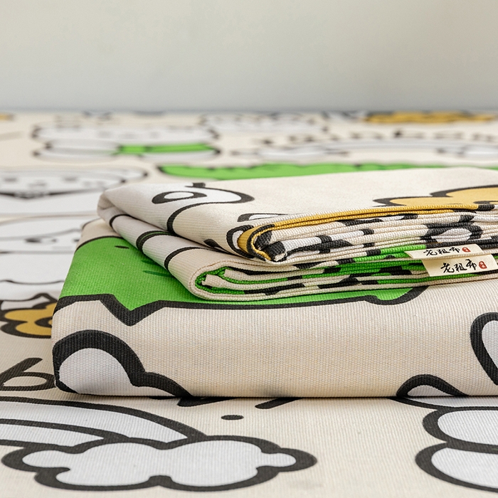 91家纺网 家纺一手货源 找家纺 居美良品 2026新款加厚215克老粗布枕套卡通花卉可做凉席二三件套 童梦乐园