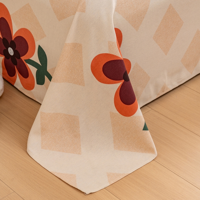 91家纺网 家纺一手货源 找家纺 居美良品 2026新款加厚215克老粗布枕套卡通花卉可做凉席二三件套 幽雅