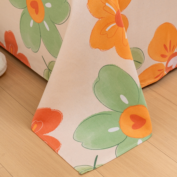 91家纺网 家纺一手货源 找家纺 居美良品 2026新款加厚215克老粗布枕套卡通花卉可做凉席二三件套 绚丽