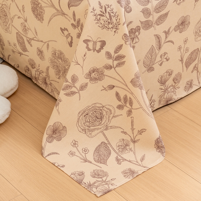 91家纺网 家纺一手货源 找家纺 居美良品 2026新款加厚215克老粗布枕套卡通花卉可做凉席二三件套 恬静