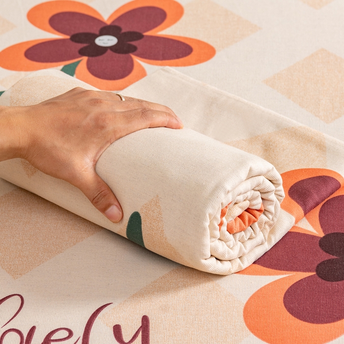 91家纺网 家纺一手货源 找家纺 居美良品 2026新款加厚215克老粗布枕套卡通花卉可做凉席二三件套 幽雅