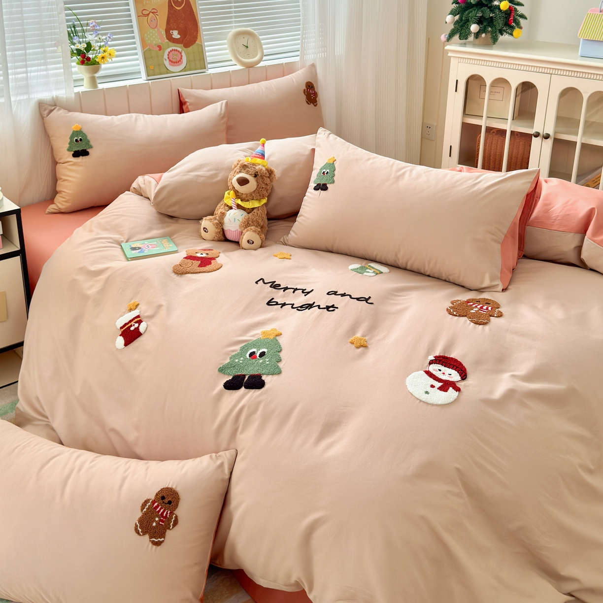 91家纺网 家纺一手货源 找家纺 如意朵 2026新款全棉小清新绣花四件套第一批 梦幻世界