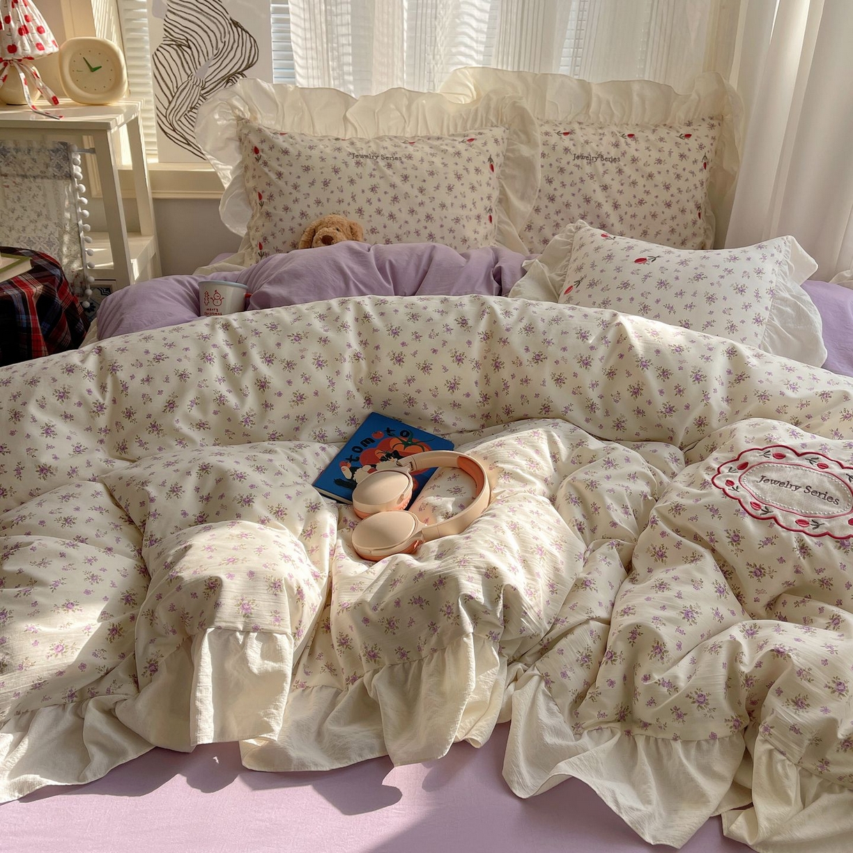 91家纺网 家纺一手货源 找家纺 （总）梦舒羽 2026新款A类云朵棉亲肤四季款刺绣1.8m四件套席床单宿舍绣花1.5米三件套