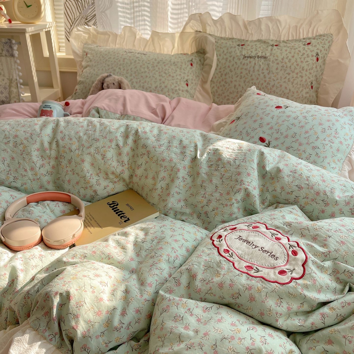 91家纺网 家纺一手货源 找家纺 （总）梦舒羽 2026新款A类云朵棉亲肤四季款刺绣1.8m四件套席床单宿舍绣花1.5米三件套