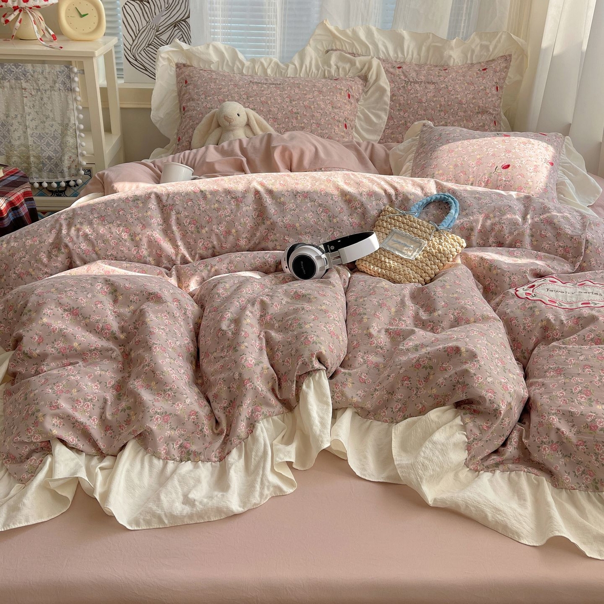 91家纺网 家纺一手货源 找家纺 （总）梦舒羽 2026新款A类云朵棉亲肤四季款刺绣1.8m四件套席床单宿舍绣花1.5米三件套