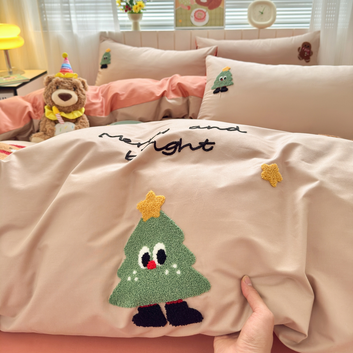 91家纺网 家纺一手货源 找家纺 如意朵 2026新款全棉小清新绣花四件套第一批 梦幻世界