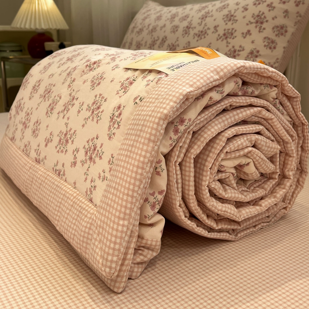 91家纺网 家纺一手货源 找家纺 一加一 2026新款雅棉活性印花大豆夏被四件套 夏凉被空调被 七分甜