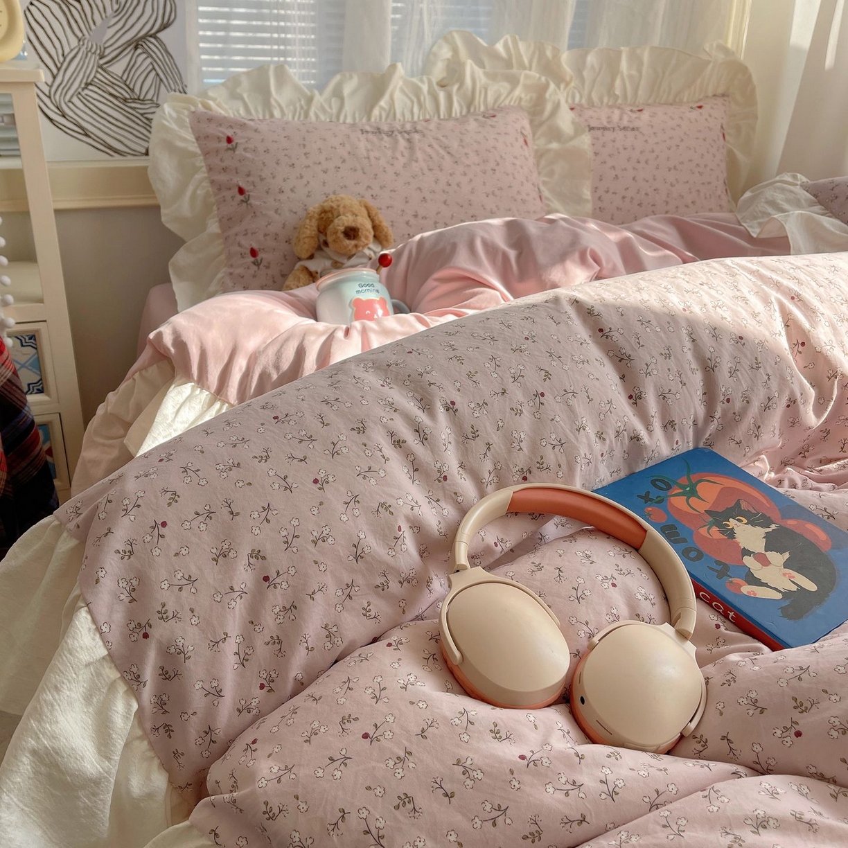 91家纺网 家纺一手货源 找家纺 梦舒羽 2026新款A类云朵棉亲肤四季款刺绣1.8m四件套席床单宿舍绣花1.5米三件套 爱丽丝-粉（刺绣款）