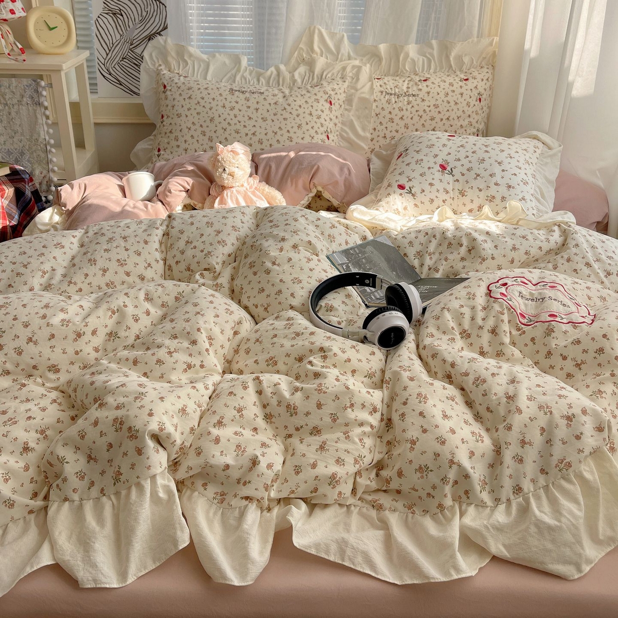 梦舒羽 2026新款A类云朵棉亲肤四季款刺绣1.8m四件套席床单宿舍绣花1.5米三件套 巴黎之恋（刺绣款）